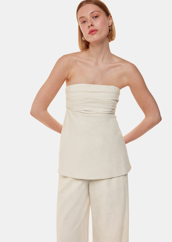 Oatmeal Lula Linen Blend Bandeau Top
